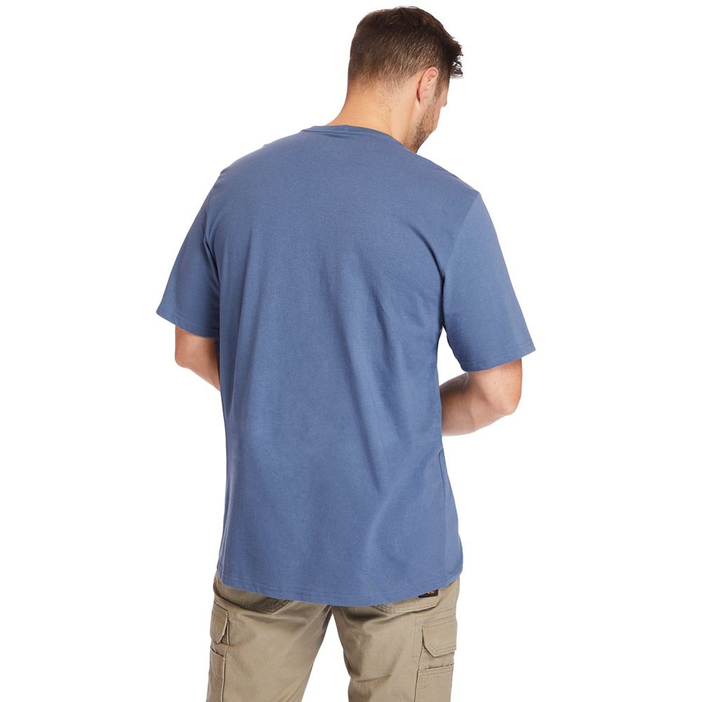 Camisetas Timberland Hombre Pro® Big & Tall Base Plate Short-Sleeve Azules - Chile OHA-127563